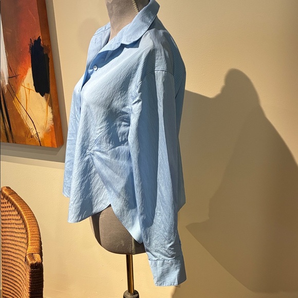 Banana Republic Light Blue Pinstripe Shirt, Size XS - Picture 3 of 10